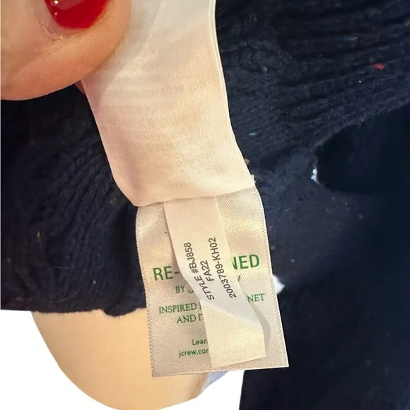 J. Crew Donegal Cable Knit Crew Nevk Sweater Navy XL - Picture 8 of 12